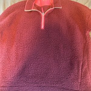 Aerie Pink and Purple Sherpa Quarter-Zip
